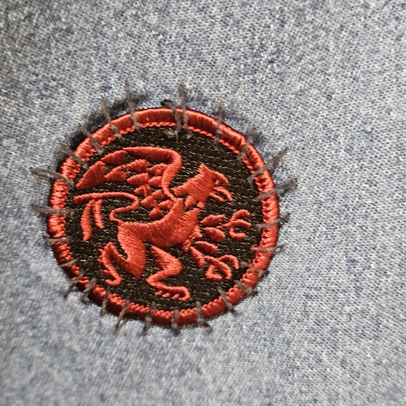 Bill Blass Vintage Hooded Jean Jacket With Novelty Patches Loosefit Womens Large - Picture 13 of 16